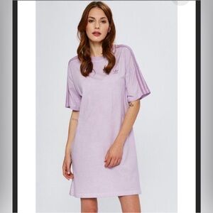 Adidas pastel lilac Purple oversized T-shirt dress Logo and three stripes small